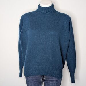 Athleta Blue Mock Neck Turtle Neck Wool Cashmere Sweater XS
